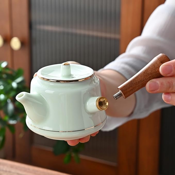 Chinese Tea Set, Kung fu TeaSet, Chinese Gongfu Tea Set With 6 Tea Cups, Side handle tea pot (CebaG 6cups)