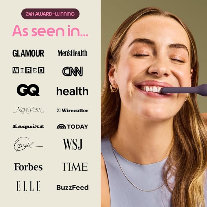 Quip Metal Sonic Electric Toothbrush for Adults - Time Travel & Soft Bristles with Travel Case & Replacement Brush Head - 3 Month Battery Life, Moonlight Champagne