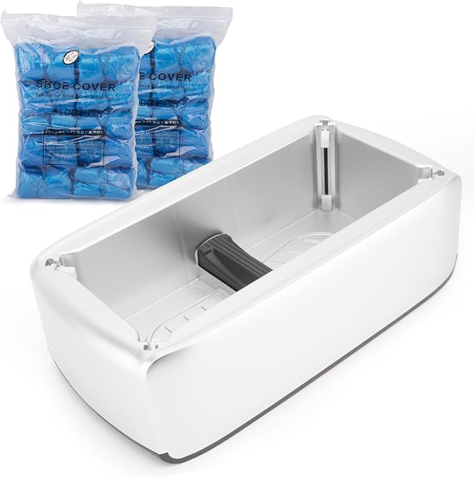 Automatic Shoe Cover Dispenser Machine with 200 Pcs Disposable Refills | Hands-free non-electric shoe cover machine. Fits up to men's size 12. Ideal for home, office, clinic, indoor labs & parties.
