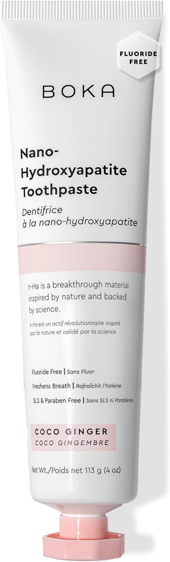 Boka Fluoride Free Toothpaste, Nano Hydroxyapatite Toothpaste, Appropriate for Sensitive Teeth - for Adult Oral Care - Coco Ginger Flavor, 4 Fl Oz 1Pk US Manufactured