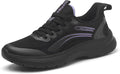 Treesky Black Non Slip Work Shoes for Women, Restaurant & Kitchen Sneakers | Slip resistant soles, lightweight cushioning, breathable knit, removable insole, for nursing, food service & long shifts