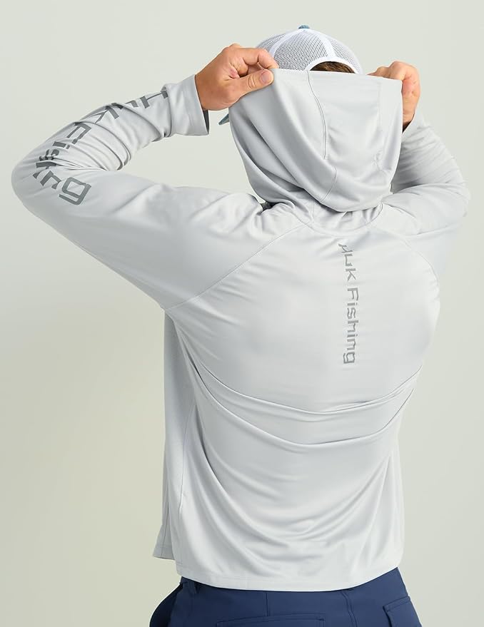 HUK Mens Pursuit Vented Long Sleeve Hoodie, Fishing Shirt with Hood