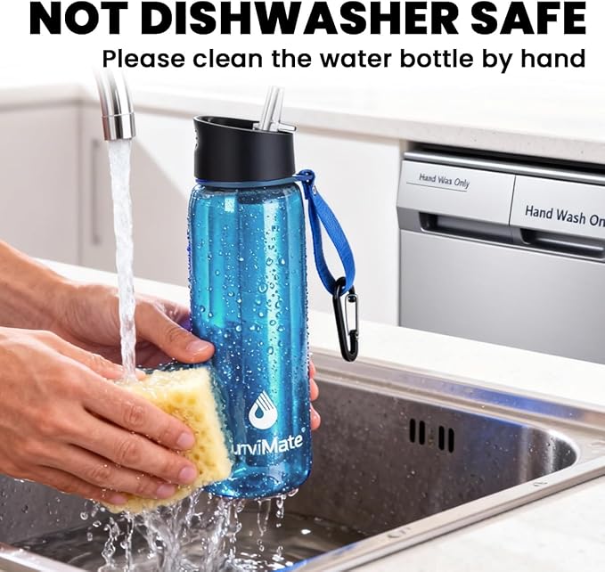 Survimate 5-Stage 0.01μm Ultra-Filtration Filtered Water Bottle, BPA-Free Material, NSF/ANSI 42 Certified, Portable Water Filter Bottle for Survival, Camping, Hiking, and Emergency Use