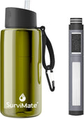 SurviMate 5-Stage 0.01μm Ultra-Filtration Filtered Water Bottle, BPA-Free Material, NSF/ANSI 42 Certified, Portable Water Filter Bottle for Survival, Camping, Hiking, and Emergency Use