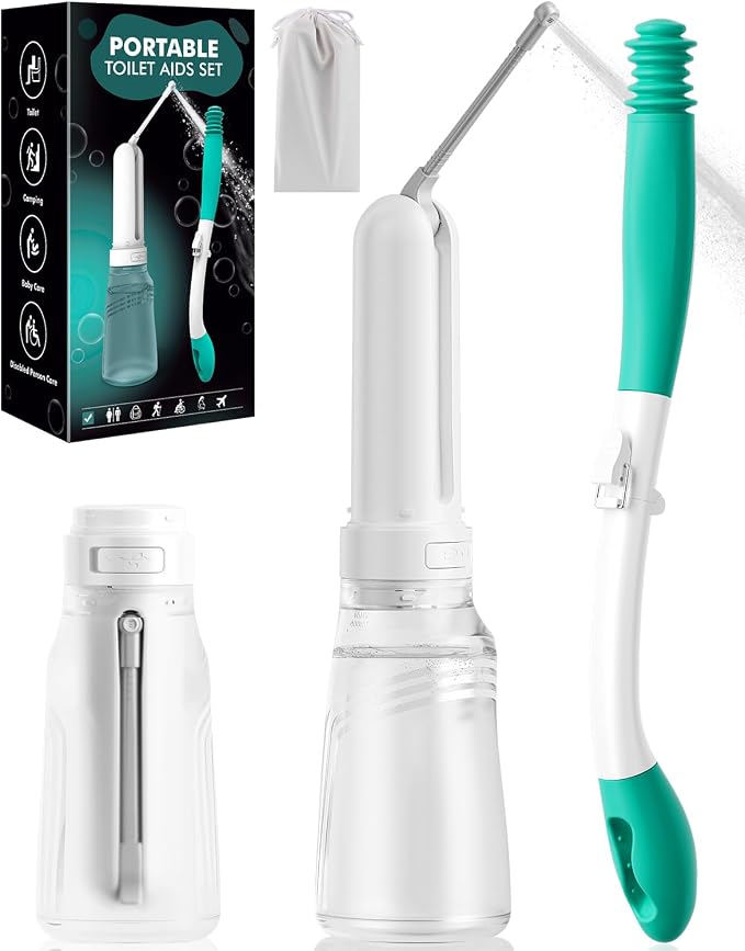 Portable Bidet Toilet Aid Wiper Tool Set for Travel - 400ML Bottle - 3 Pressure Modes - IPX7 Waterproof - Compact Design with Dust Bag for Daily Cleaning & General Use