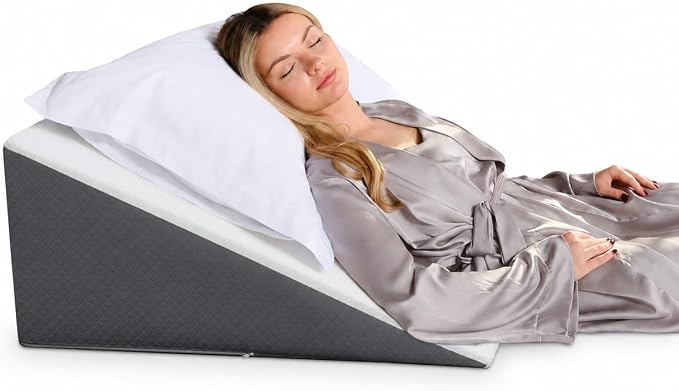 Kolbs Bed Wedge Pillow for Sleep Apnea, FSA Eligible Acid Reflux, and Back Pain Relief, with Chic Jacquard Cover - Headboard Wedges for Sleeping (Standard Wedge 12" Height)