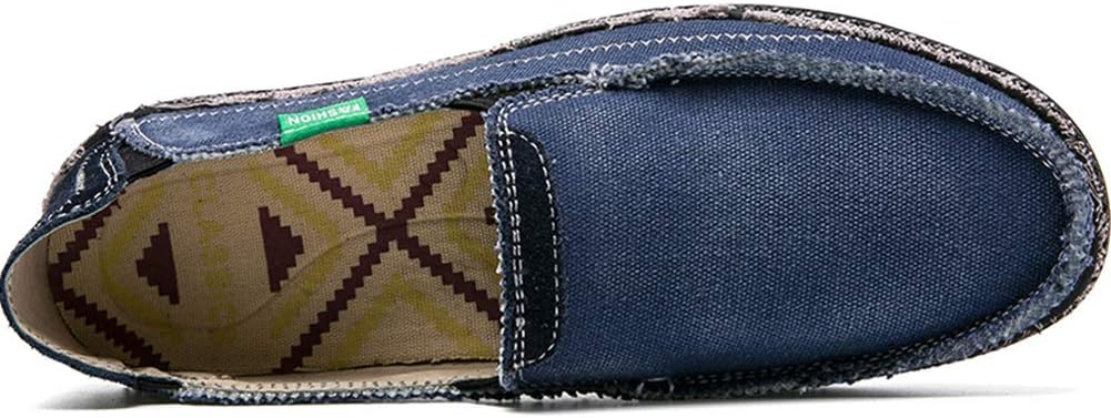 CASMAG Men's Casual Cloth Shoes Canvas Slip on Loafers Leisure Vintage Flat Boat Shoes