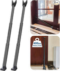 Door Security Bar, Rerishom Door Stoppers Security bar,Heavy Duty Door Lock Security Door Jammer Door Stopper for Apartment, Hotel Room,Screen Door Hardware (Dark Black, 2 Pack)