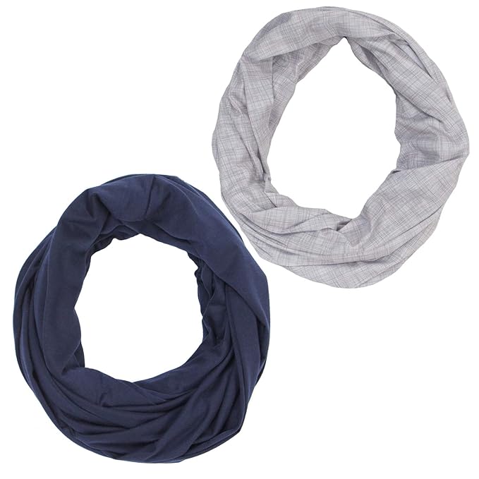 2 Pack Nursing Covers for Breastfeeding, Soft Infinity Scarf Shawl Cover Up - Lightweight, Breathable Privacy Nursing Wrap (Heather Grey & Navy Blue)