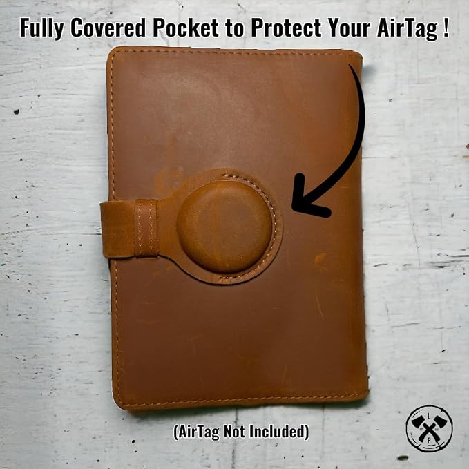 Genuine Leather AirTag and Moto Tag Passport Holder and Wallet for Men and Women RFID Blocking for Secure Traveling and Documentation Organizer (Brown)