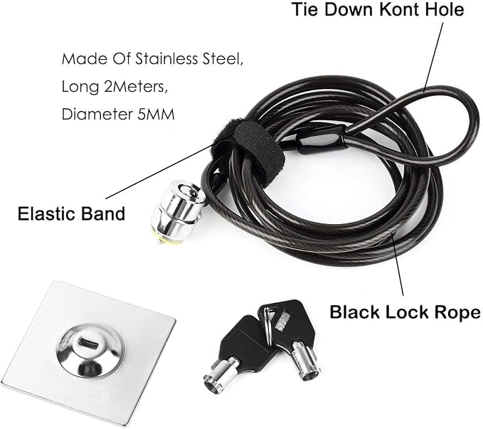 Laptop Cable Lock, Hardware Security Cable Lock with Keys, Anti Theft Combination Lock Compatible with Laptop Monitor Tablet Surface Projector and Other Electronic Devices (1 Pack)