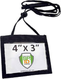 5 Pack - Nylon Neck Wallet Badge Holder with Lanyard - 4 X 3 Credential & Travel Badge Holder with 3 Pockets - Clear Plastic 4X3 Horizontal Window, Zipper Pouch + by Specialist ID