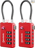 Luggage Locks TSA Approved with Inspection Indicator and Resettable 4-Digit, Easy-to-Read Combination, TSA Locks for Luggage, Suitcases, Backpacks & Travel Bags, Red, 2-Pack