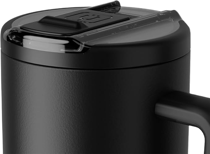 BrüMate Era Flip 40oz Tumbler with 100% Leakproof Covered Straw Lid | Hygienic Covered Straw | Insulated Stainless Steel Water Bottle with Handle | Cup Holder Friendly | BPA-Free (Matte Black)