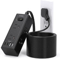 20Ft Extension Cord with Multiple Outlets, Flat Plug Power Strip Surge Protector with 20 Ft Long Cord, 6 Outlet 4 USB Ports (2 USB C), Multi Outlet Wall Plug for College, Dorm Room Essentials(Black)