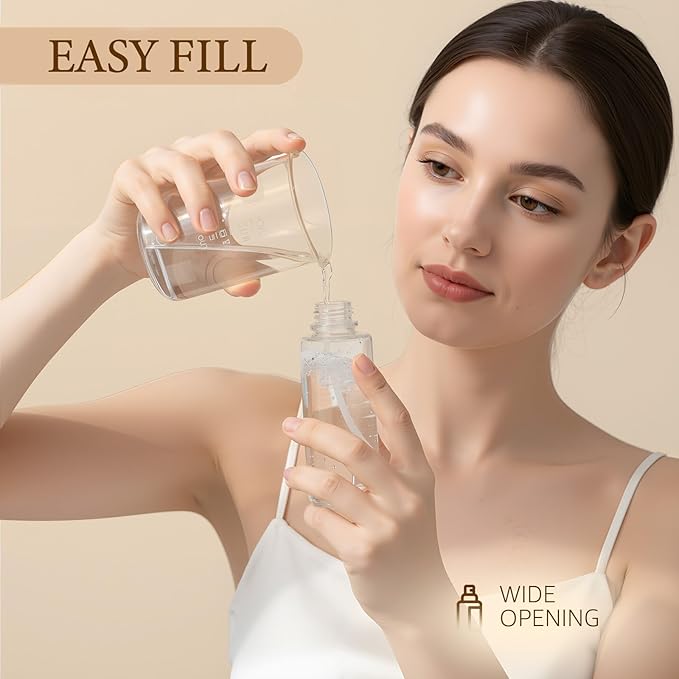 Eccliy 24 Pack Mini Travel Spray Bottles 1.35oz/40ml Fine Mist Empty Spray Bottles Small Leakproof Refillable Plastic Bottle Set for Perfume Essential Oils Toners Rose Face Hair Outgoing(Transparent)