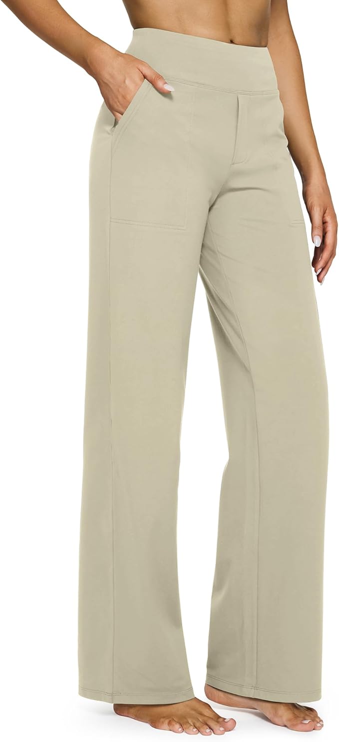 G4Free EverGoing Yoga Pants Women Wide Leg Pants with Pockets High Waist Stretch Dress Casual Sweatpants Petite/Regular/Tall
