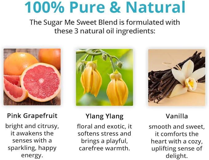 Sugar Me Sweet Essential Oil Aromatherapy 2-Pack – Roll-On & Nasal Inhaler – Pink Grapefruit, Ylang Ylang & Vanilla – Uplifting Mood Boost Blend