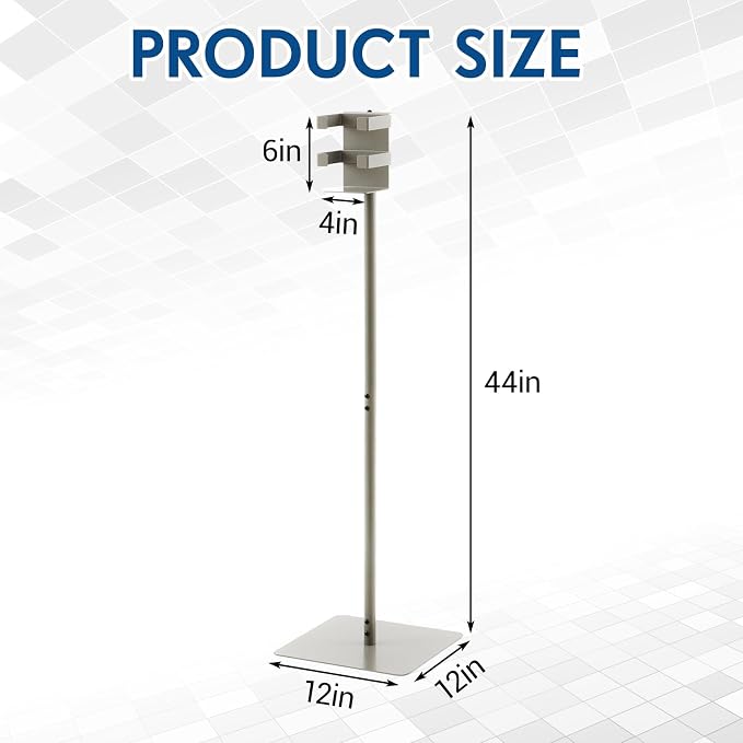Zonon Hand Sanitizer Gym Wipes Dispenser Stand, 44 Inch Freestanding Iron Heavy Duty Wipes Floor Stand, Fits 4-1/4" Containers, for Fitness Gym Club, Office, Commercial, Retail Store, Silver