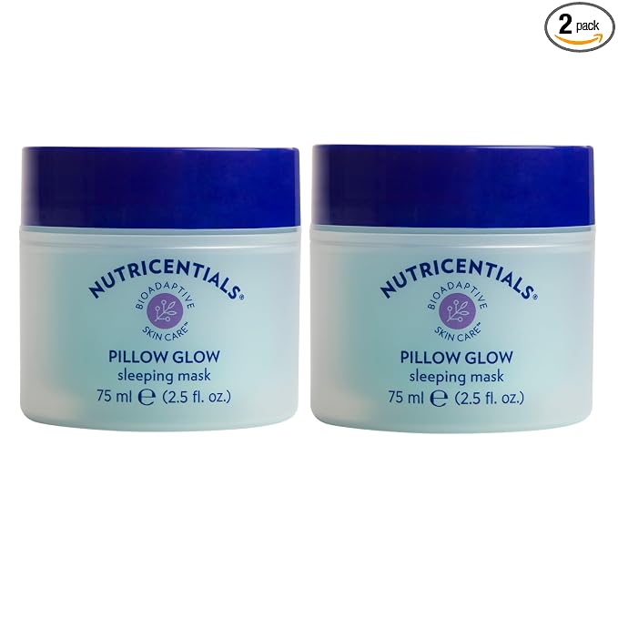 NuSkin NUTRICENTIALS Pillow Glow Sleeping Mask | Overnight Hydration | Bioadaptive Botanical Complex | Red Algae | Apple Extract | Deep Sea Water | Skin Glowing & Pore Minimizing | 2.5 Fl Oz | 2 Pack