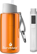 SurviMate 5-Stage 0.01μm Ultra-Filtration Filtered Water Bottle, BPA-Free Material, NSF/ANSI 42 Certified, Portable Water Filter Bottle for Survival, Camping, Hiking, and Emergency Use