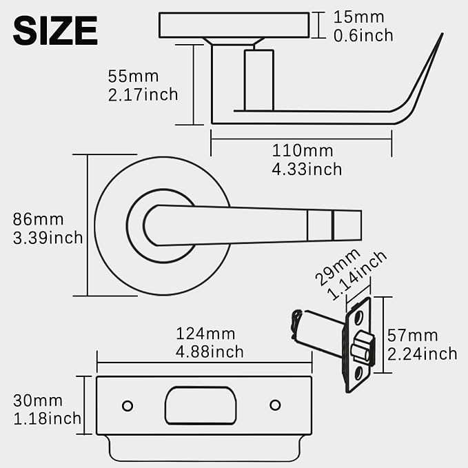 Privacy Commercial Door Locks Heavy Duty Grade 2 Lever for Commercial Bathroom, Non-Handed, UL 3 Hour Fire Rated, ADA Compliant, Satin Chrome Finish 26D, 2-3/4''Backset, X-XG-BK-70