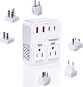 2000W Voltage Converter US to Europe for Hair Dryers, 7-in-1 220V to 110V Converter for European Travel with 3 AC/2 USBA/2 USBC Ports (PD20W), European Travel Adapter (White)