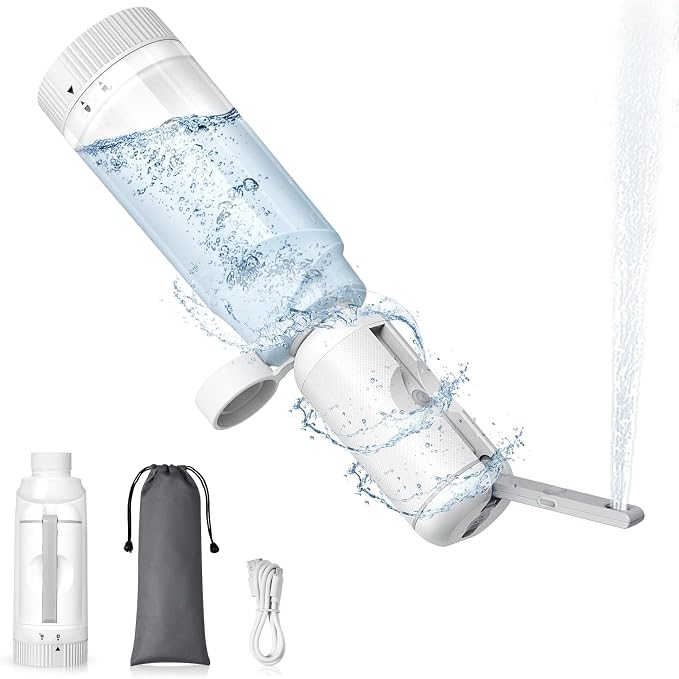 Upgrade SPACEREST Portable Bidet for Travel with 360ml Bottle, No Noise & Waterproof Handheld Sprayer, Rechargeable Electric Portable Bidet for Women & Men, Personal Hygiene & Postpartum Care