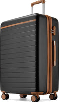 Kono 28 Inch Large Suitcase, Expandable for Long Trips, Impact-Resistant ABS+PC & Silent Wheels, Black