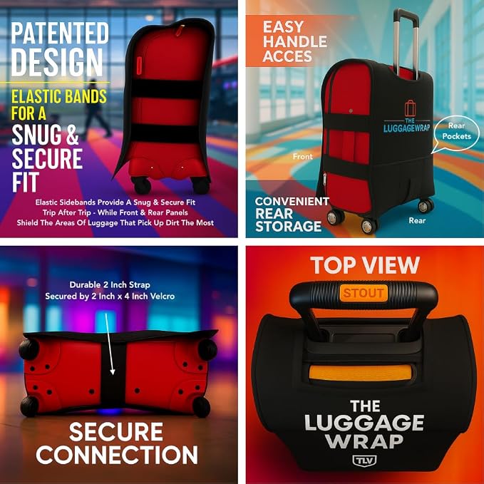 Small Classic Black Water-Resistant Luggage Covers for Suitcase TSA Approved for 19"-21" - Durable Patented Design Suitcase Covers for Luggage, Fundas para Maletas, Travel Accessories