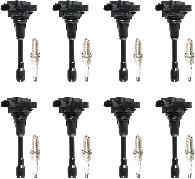 8PCS UF677 Ignition Coils + 8PCS 93501 Iridium Spark Plugs Ignition Coils Pack Fits for 2014-2020 QX80, 2011-2013 QX56, 2017-2020 Armada 5.6L, Coil Pack Set Aftermarket Parts