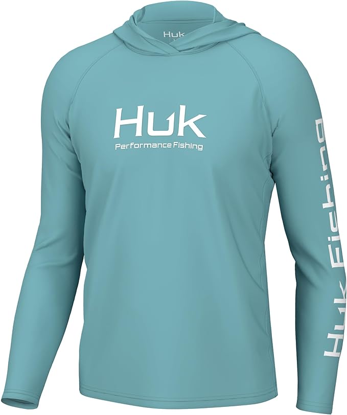 HUK Mens Pursuit Vented Long Sleeve Hoodie, Fishing Shirt with Hood