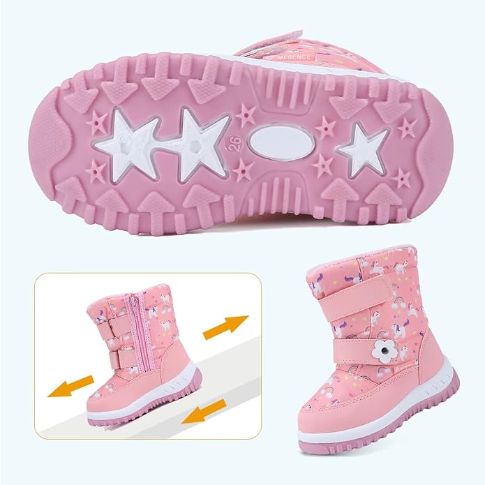 CIOR Winter Snow Boots for Boy and Girl Outdoor Waterproof with Fur Lined(Toddler/Little Kids)