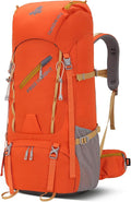 Bseash 65L Waterproof Hiking Camping Backpack with Rain Cover, Outdoor Sport Travel Daypack for Climbing Touring (Orange)