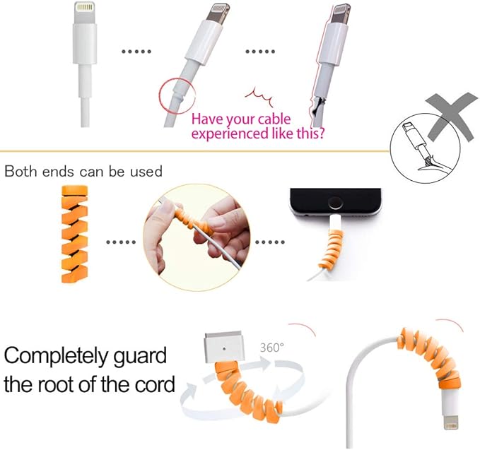 36 PCS Cable Protectors for iPhone iPad Charger End Cord Savers with 2 Desk Cable Clips, VIWIEU Spiral USB Wire Protector for Headphone MacBook Laptop Earphone Cell Phone Cute Cable Wrap Accessories