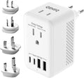 220v to 110v Converter Travel Voltage Converter European Plug Adapter Travel Power Adapter Canada to Europe with 2 USB A 2 USB C & UK US EU AU South Africa for Hair Dryer (White)