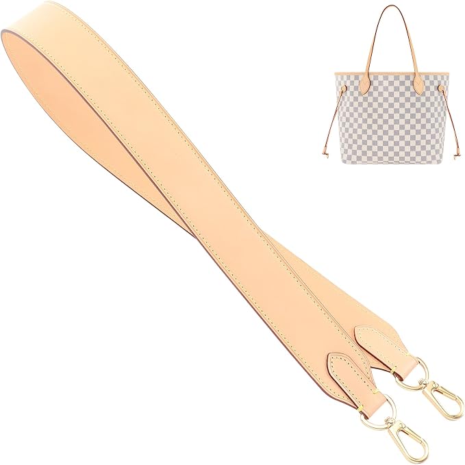 jiesinlov Vachetta Leather Straps Crossbody Replacement Bag Shoulder Strap for Neverful Tote Handbag(W1.5in,L45.2in-Apricot)