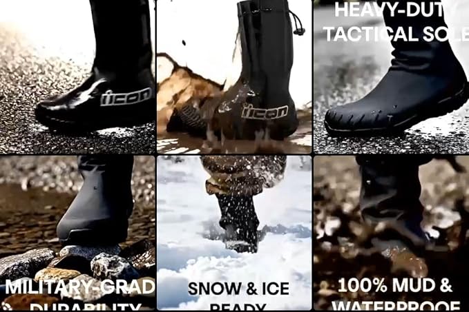 MUNK SAS Waterproof Latex Shoe Covers - Reusable Rain Boots Protectors with Anti-Slip Sole for Motorcycles, Hiking, Mud and Outdoor Use