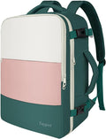 Taygeer Laptop Backpack, Airline Approved Carry On with 17.3 inch Laptop Compartment, TSA Friendly Backpack for Nursing Doctor Business Travel, Travel Daypack for Work Essentials, Beige Peacock Pink