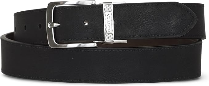 Nautica Men's Reversible Leather Belt | 2-in-1 | Classic | Everyday | Business | Work | Dress | Casual | Metal Buckle