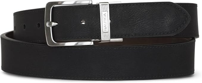 Nautica Men's Reversible Leather Belt | 2-in-1 | Classic | Everyday | Business | Work | Dress | Casual | Metal Buckle