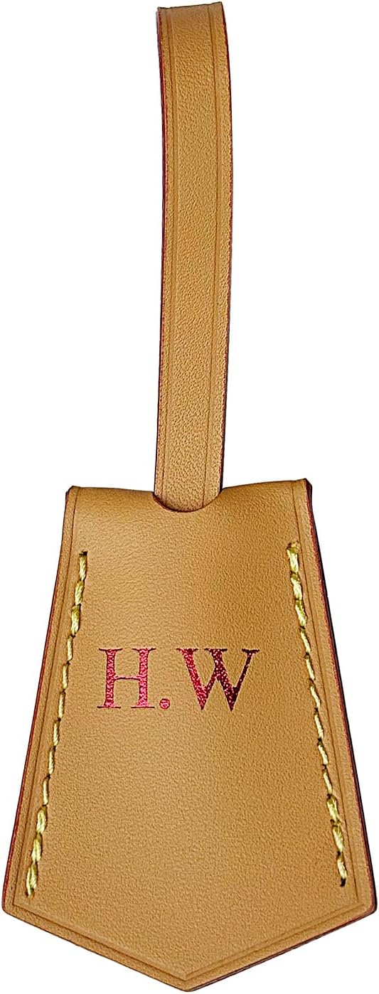 Vachetta Leather Personalized Luggage Tags Customized Charms for suitcases Monogram Tags Initials on Tags Premium Leather Unique Travel Gifts for Speedy Neverfull Handbags(Model B)