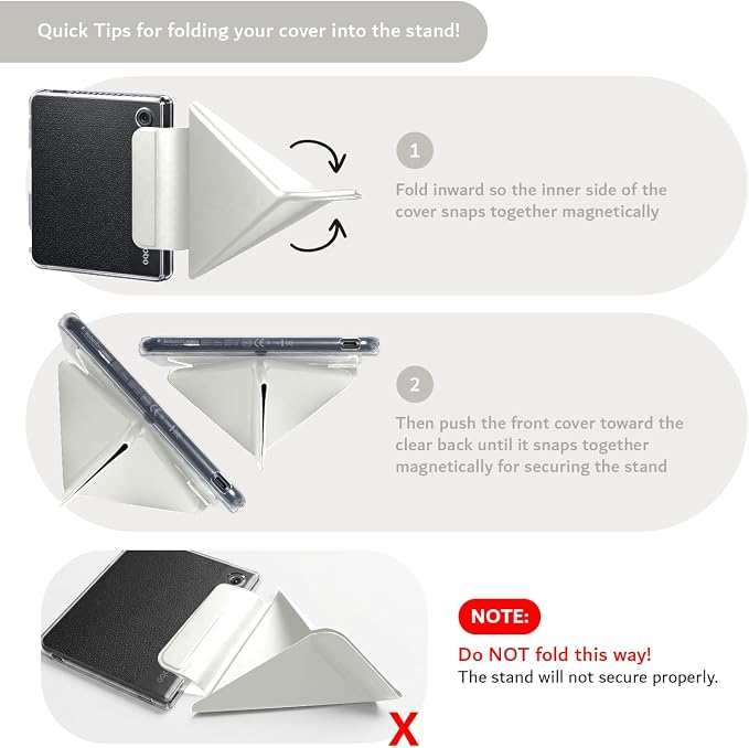TUDIA M-FLIP Detachable Clear Magnetic Case for Kobo Libra Colour (2024) - [Auto Wake/Sleep] Shockproof Slim Transparent Back Magnetic Fold Cover with Stylus Holder (Off White)