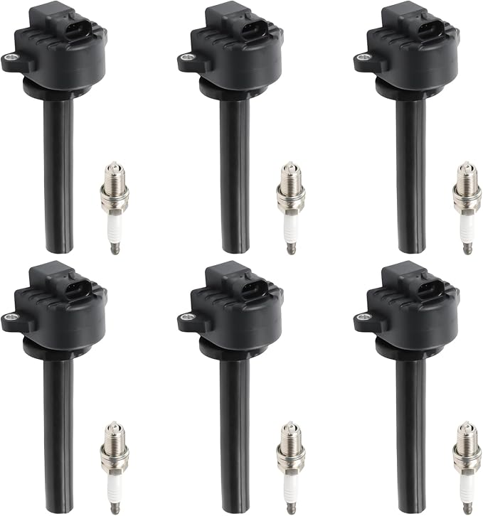 6PCS UF252 Ignition Coils + 6PCS 7090 Iridium Spark Plugs Ignition Coils Pack Fits for 2000-2002 Passport, 2002-2004 Axiom, 2000-2004 Rodeo, 2001-2003 Rodeo Sport 3.2L 3.5L, Coil Pack Set
