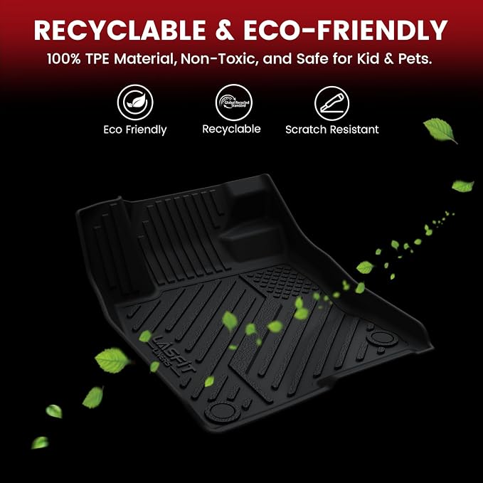 LASFIT Floor Mats & Cargo Mat Fits for Hyundai Ioniq 5(Unmovable Console) 2024 2023 2022, All Weather TPE Custom Fit Full Set Accessories for Ioniq 5 2022-2024 Floor Liners & Trunk Liner, Black