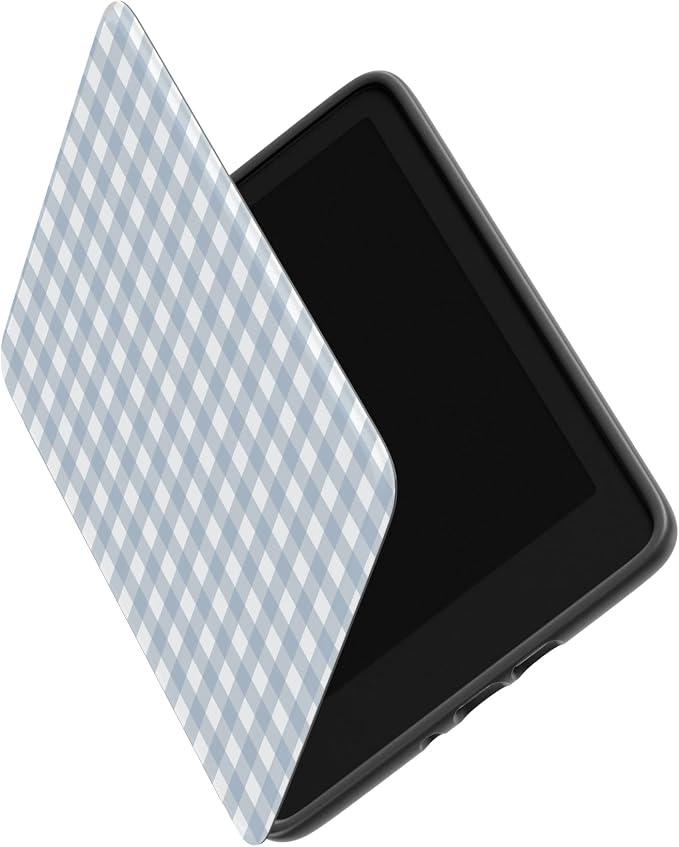 Casely Kindle Case | Pastel Picnic | Blue Gingham | Compatible with 7” Kindle Colorsoft and 7” Kindle Paperwhite (12th Gen 2024 Models)