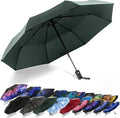 SY COMPACT Travel Umbrella - Windproof Automatic Compact Umbrella for Rain, Lightest 8-Rib, Small, Strong & Portable, Durable Grip, Fits Backpack & Car, Factory Direct (UV Available)