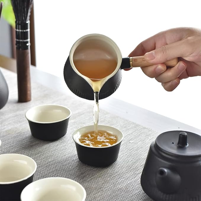Japanese Tea Set Traditional, Chinese Gongfu Tea Set for Adults, Kung Fu Teaset for Women Side Handle Teapot (Ceba 6cups)