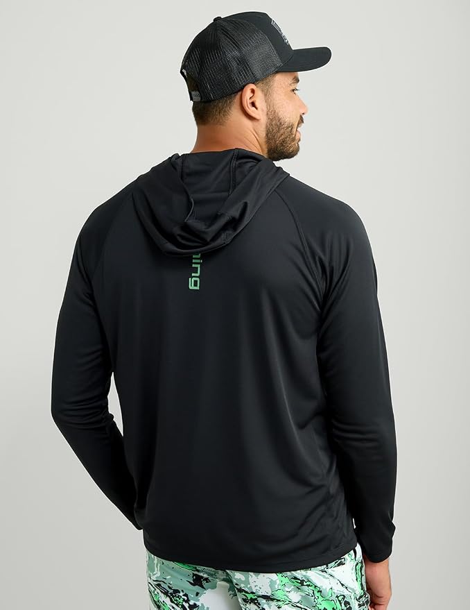 HUK Mens Pursuit Vented Long Sleeve Hoodie, Fishing Shirt with Hood