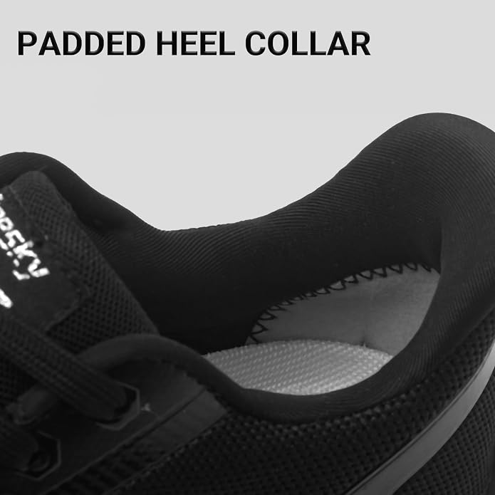 Treesky Black Non Slip Work Shoes for Women, Restaurant & Kitchen Sneakers | Slip resistant soles, lightweight cushioning, breathable knit, removable insole, for nursing, food service & long shifts
